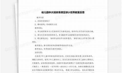 大班足球体育教案反思_大班足球体育教案反思与评价